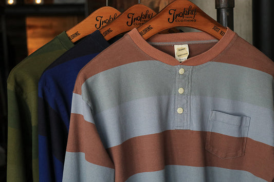 OD 3 Color Henley Wide Border L/S Tee