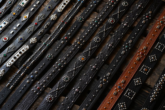 Rawhide Studded & Jeweled Belt