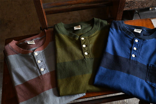 OD 3 Color Henley Wide Border S/S Tee