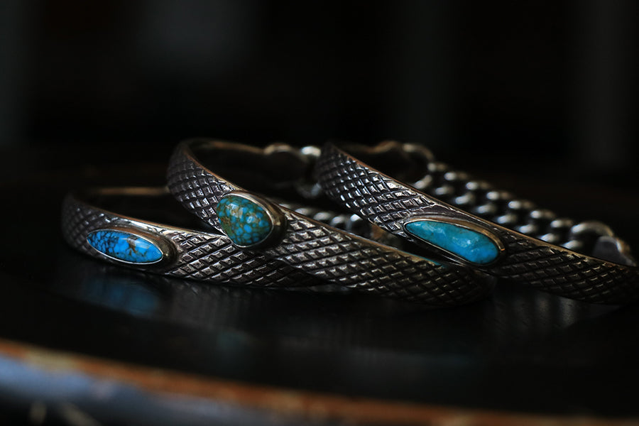 LYNCH SILVERSMITH  "Turquoise Custom"Scale Cuffs