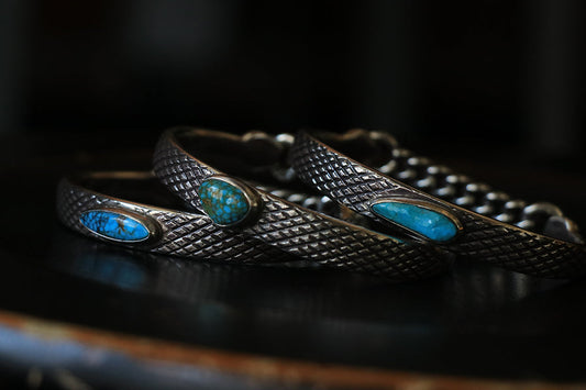 LYNCH SILVERSMITH  "Turquoise Custom"Scale Cuffs