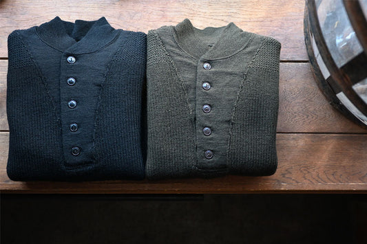 Army Button High Neck Knit