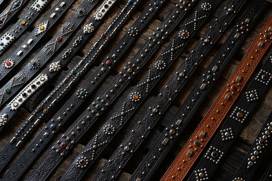Rawhide Studded & Jeweled Belt