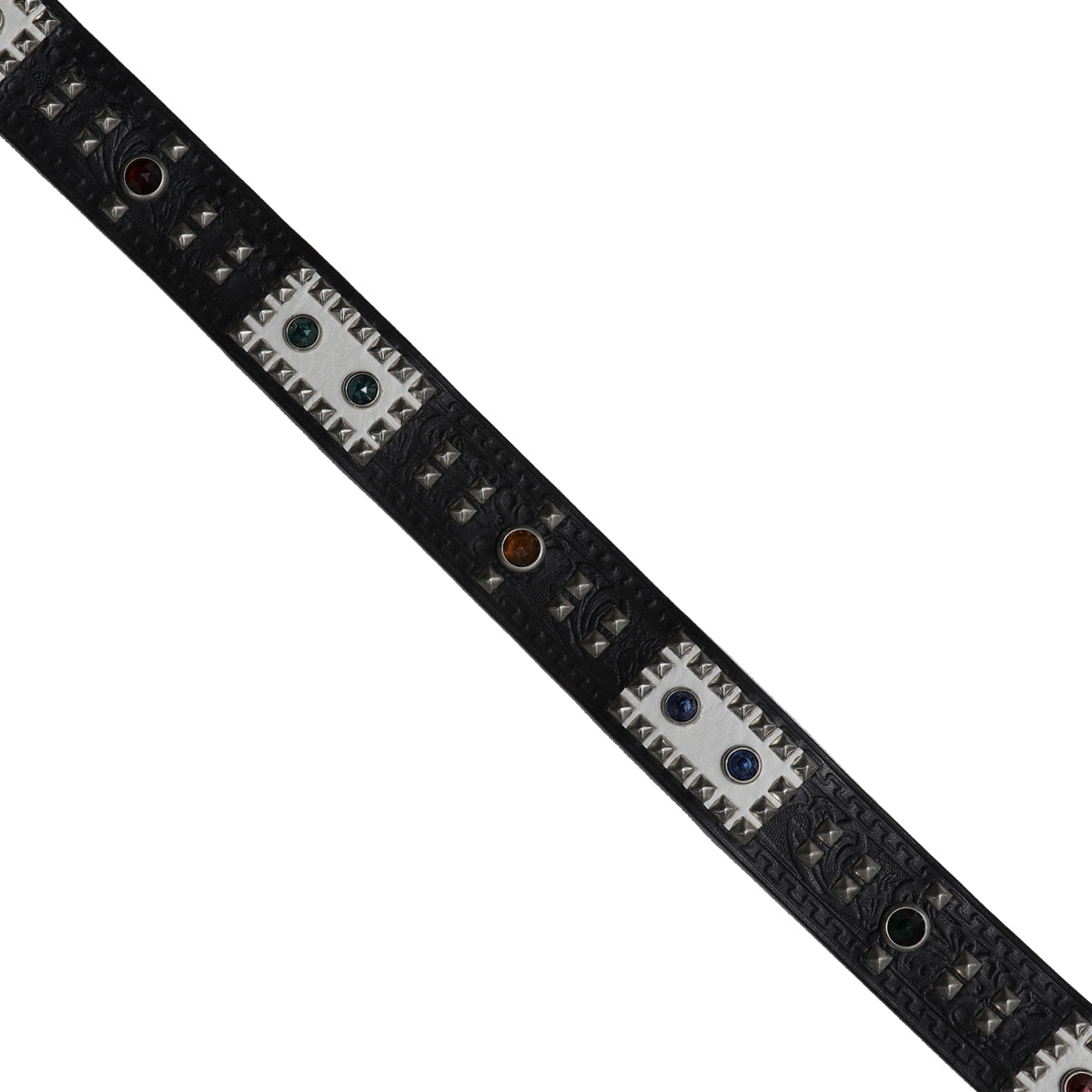 Wvapzxx Men Leather Studded Belt Shiny Gold Rhinestone Black